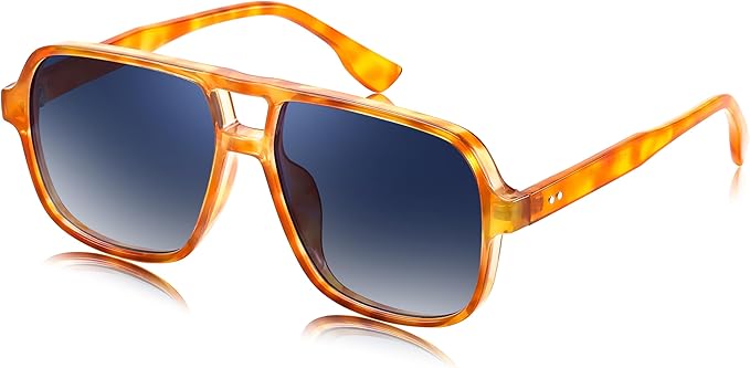 FEISEDY Retro Square Aviator Sunglasses Women Men 70s Vintage Trendy Plastic Frame Sun Glasses B4158