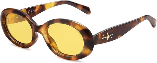 SOJOS Small Retro Oval Polarized Sunglasses for Women Men 90s Vintage UV400 Protection Tiny Sun Glasses SJ2286