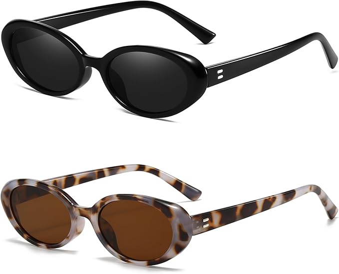 Retro Oval Sunglasses for Women Men Fashion Small Oval Sunglasses 90s Vintage Shades