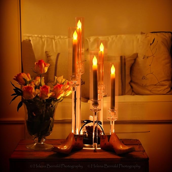 8sets 5 Arms Acrylic Clear Candelabra Centerpieces for Wedding,Clear Candle Holder Acrylic Bulk Table Centerpiece for Candle Sticks Christmas Party Living Room Dinner Advent