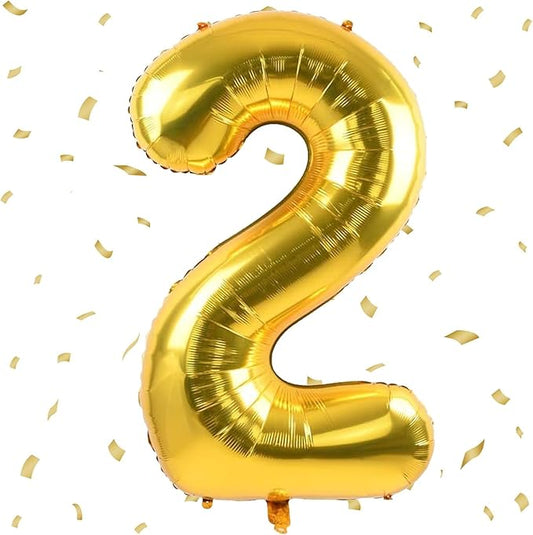 40 inch Gold Number Balloon Giant Foil Helium Balloons Gold Number 2 Balloon for 2nd Birthday Party Anniversary Decorations Supplies