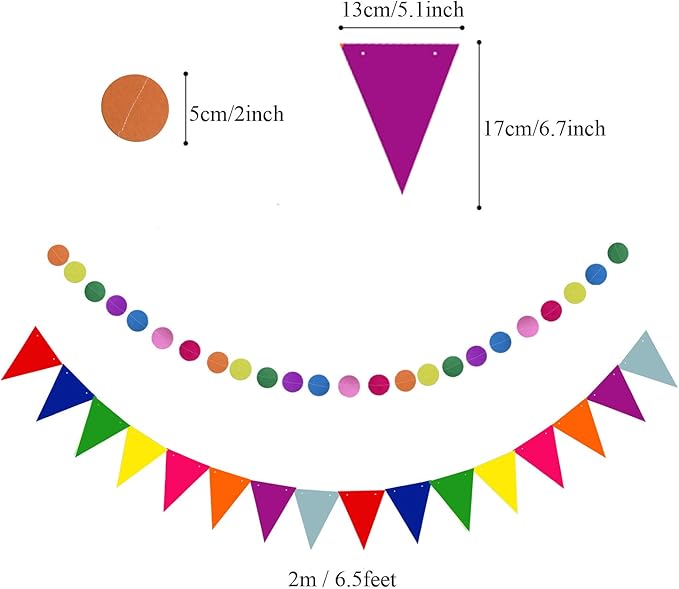 ZERODECO Party Decoration, Multi-colored Paper Fans Pom Poms Flowers Garlands Confetti Latex Balloons String Polka Dot Triangle Bunting Flags for Birthday Cinco De Mayo Fiesta Mexican Party