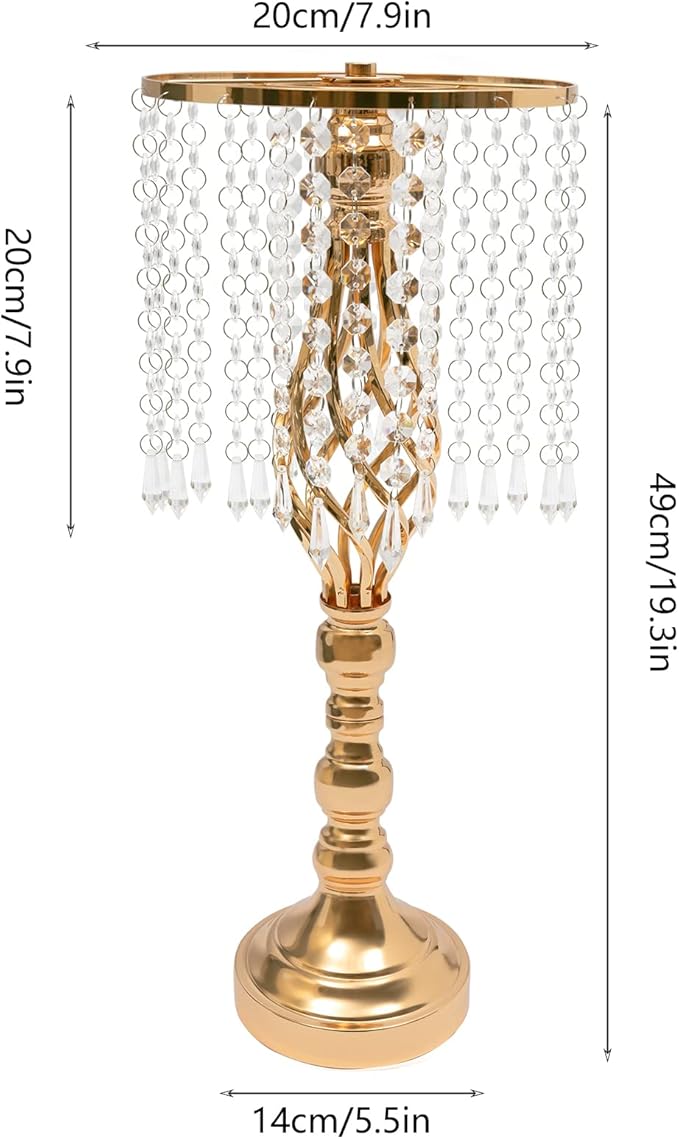 Wedding Centerpieces Gold Vases,6PCS Metal Flower Candle Holder with Sparkling Crystal Beads,Crystal Flower Vase Metal Flowers Stand for Party Tables Decorations (6PCS-Gold)