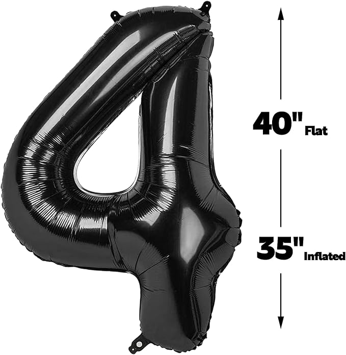 40 Inch Black Large Number 24 Birthday Balloon, Giant Numbers 24 42 Balloons, Foil Mylar Big Balloons for Anniversary Graduation Supplies Decorations