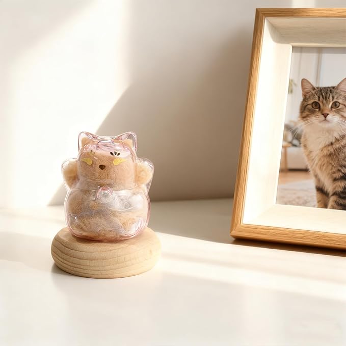 【NEW】Memorial Bottle for Pet Hair with Base, Pink Cat Pet Fur Keepsake, Pet Hair Memorial Keepsake, Pet Memorial Gifts for Cats, Cat Keepsake Fur Holder Cat Whisker Jar Memory Sympathy Gift - Pink