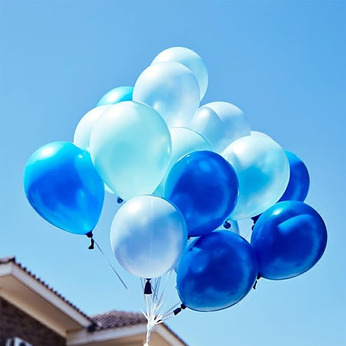 Blue Balloon Set, 60 Packs 12 Inches Metallic Balloons Pearl Macaron Baby Blue Balloon Light Blue Mixed Ballons for Bridal Shower, Baby Shower, Birthday, Wedding Party