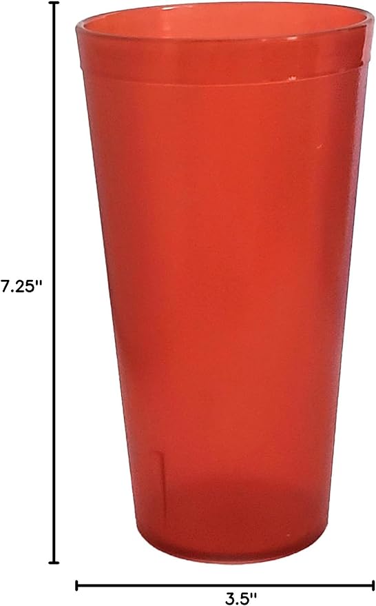 Party Outlaw Orange Plastic Cup Tumblers 6 Pc 24oz Lightweight, Heavy Duty Stackable Cafe Style Plastic Glasses. Reusable & Dishwasher Safe Ice Tea & Water Cups