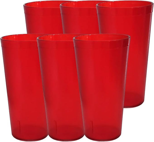 Party Outlaw Red Plastic Cup Tumblers 6 Pc 16oz Lightweight, Heavy Duty Stackable Cafe Style Plastic Glasses. Reusable & Dishwasher Safe Ice Tea & Water Cupsafe Ice Tea & Water Cups