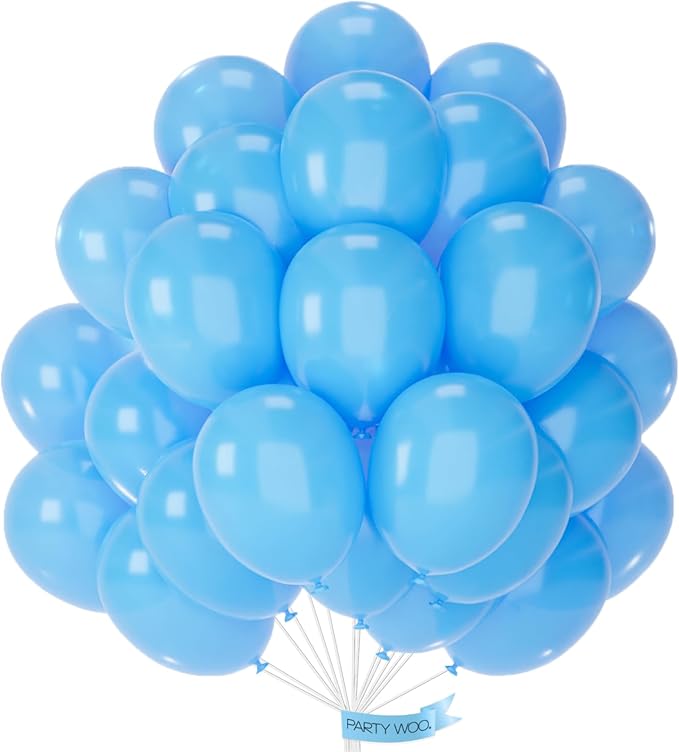 PartyWoo Light Blue Balloons 50pcs 12 Inch Baby Pastel Blue Latex Helium Balloons for Baby Shower Wedding Gender Reveal Graduation Mermaid Birthday Pool Anniversary Beach Party Decorations Blue-Y20