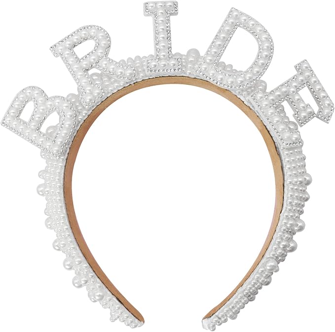 Bride Headband, Pearl Headband, Bridal Headbands Bachelorette Party Favors for Women's Hairband, Bridal Shower, Wedding, Engagement Parties Gift