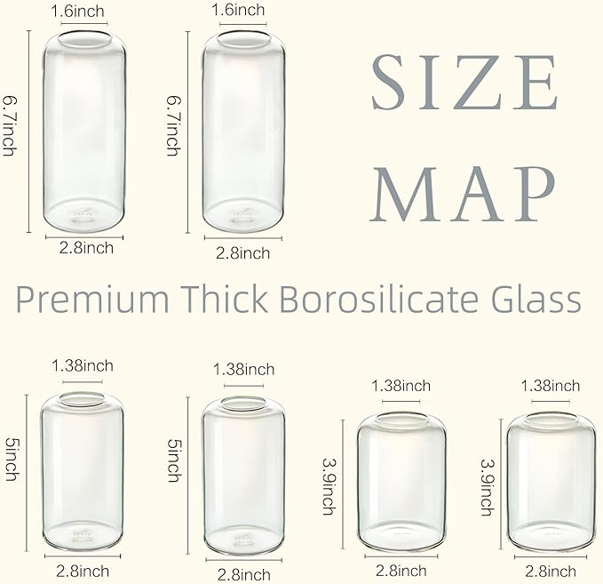 ZENS Bud Vases Set of 6, Modern Small Glasss Vase for Flower Clear Bud Vases in Bulk for Wedding Centerpiece, Blown Thicker Glass Small Vase for Flowers, Wedding Party Decorative, Home Bathroom Decor