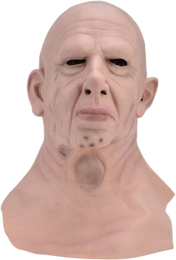 Realistic Bald Head Man Latex Human Face Funny Scary Halloween Costume Cosplay Props for Halloween Parties and Haunted Houses Suitable for Adults and Teens Over 14 Years Ol