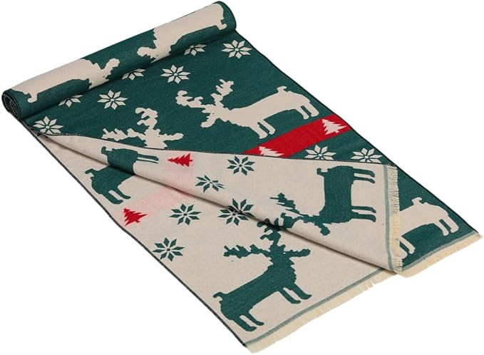 Unisex Christmas Scarves for Women Men Boys Girls Christmas Gifts Winter Scarf with Reindeer and Snowflake Shawl Wrap Xmas