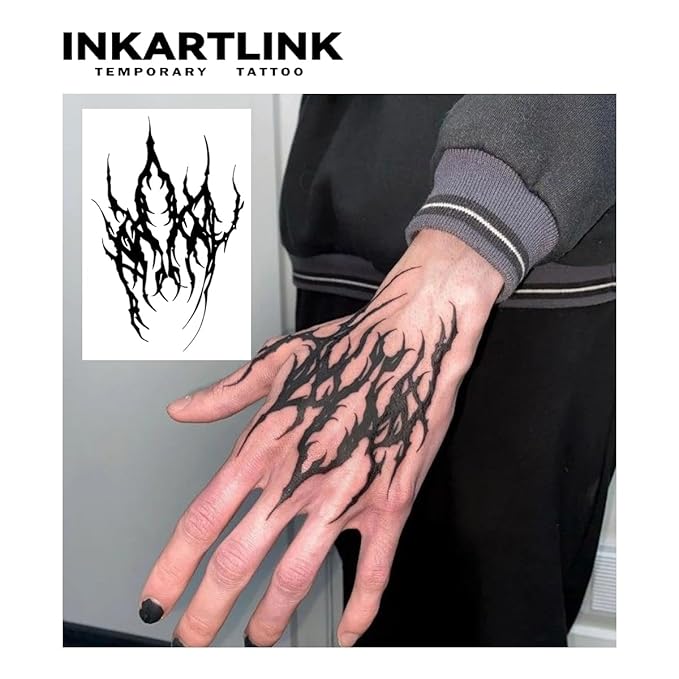 INKARTLINK Temporary Tattoos, 2 Sheets Large Semi Permanent Tattoo Adult Art Design Waterproof Temp Tattoo Party Favors Realistic Look, No Adhesive, No Reflection, Lasts 1-2 Weeks (Ink Devil 3)