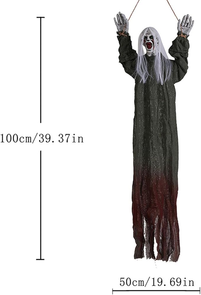 3 Pack Halloween Decorations Outdoor,Hanging Ghost Spooky Skeletons Decor Supplies, Creepy Haunted House Flying Halloween Decoration with Yard Tree Porch Garden Party Décor Indoor