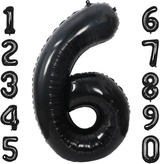 40 Inch Black Number 6 Balloons Helium Giant Black 6 Balloons for Birthday Party Decorations Anniversary Baby Shower Photo Shoot Supplies