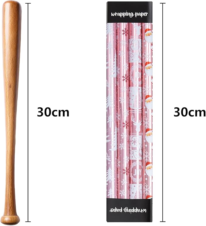 MAYPLUSS Christmas Wrapping Paper Jumbo Rolls with Gridlines - 30IN X 120IN - 4 Roll-Christmas Tree Santa Claus Snowflakes Reindeer Joyful for New Year Holiday Kids