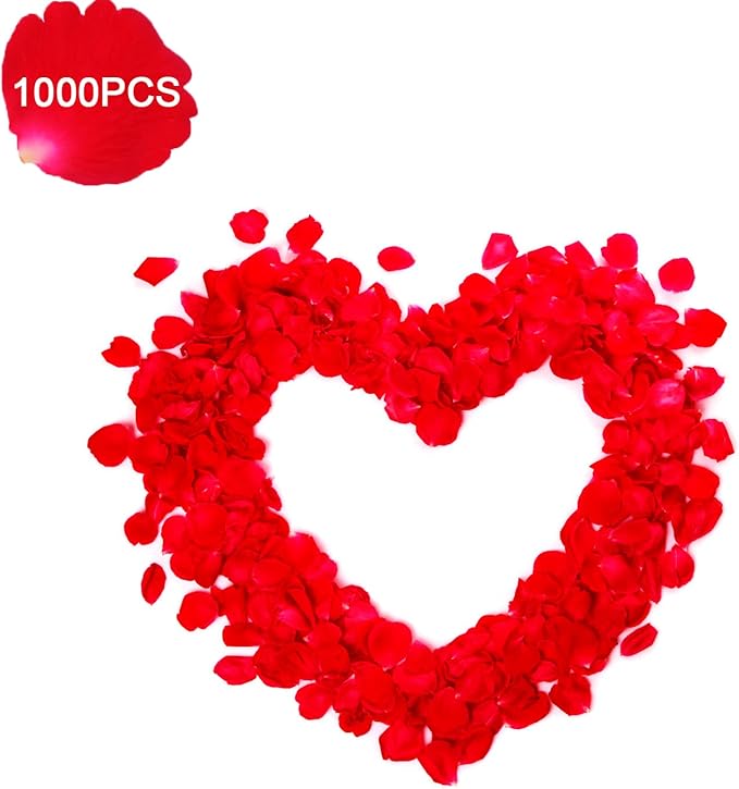 Anniversary Decorations, Happy Anniversary Banner, Red Felt Garland Hanging String Hearts, Heart Balloons, Love Balloon, Red Silk Rose Petals for Wedding Bridal Shower Bachelorette Party Decorations
