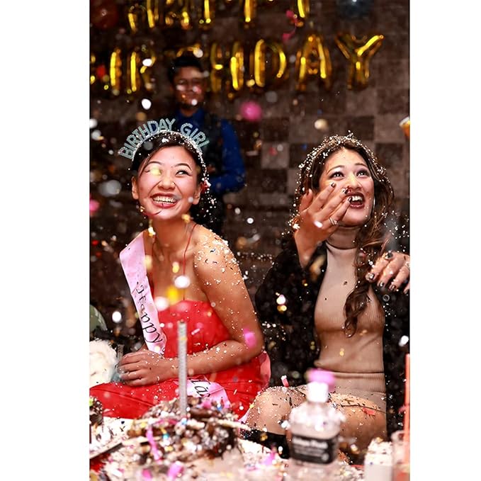 AOPRIE Birthday Girl Crown for Women with Sash Blue Happy Birthday Tiara for Women Headband Princess Crown Rhinestone Accessories