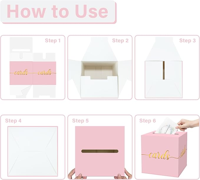 1 Pack Light Pink and Gold Foil Card Box for Party, 8.7" Pink Money Box for Birthday, Wedding, Baby Shower, Retirement, Anniversary, Bridal Shower, Raffle Ticket