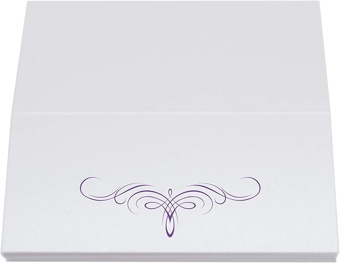 Decadent Flourish Place Cards, Purple (Choose Color), Set of 25, Pre-cut and Scored - Wedding, Party, Dinner, and Special Events - Made in the USA