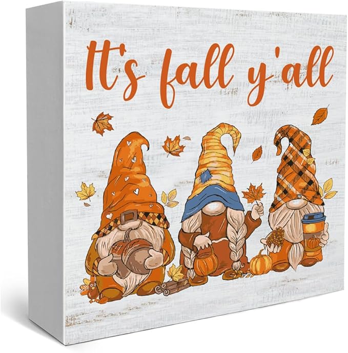 Fall Theme Sign Retro Farmhouse Fall Artwork Decor Autumn Harvest Thanksgiving Wooden Sign, Rustic Wood Maples Decorations for Indoor Outdoor Home Office Supplies (It's Fall Yall)