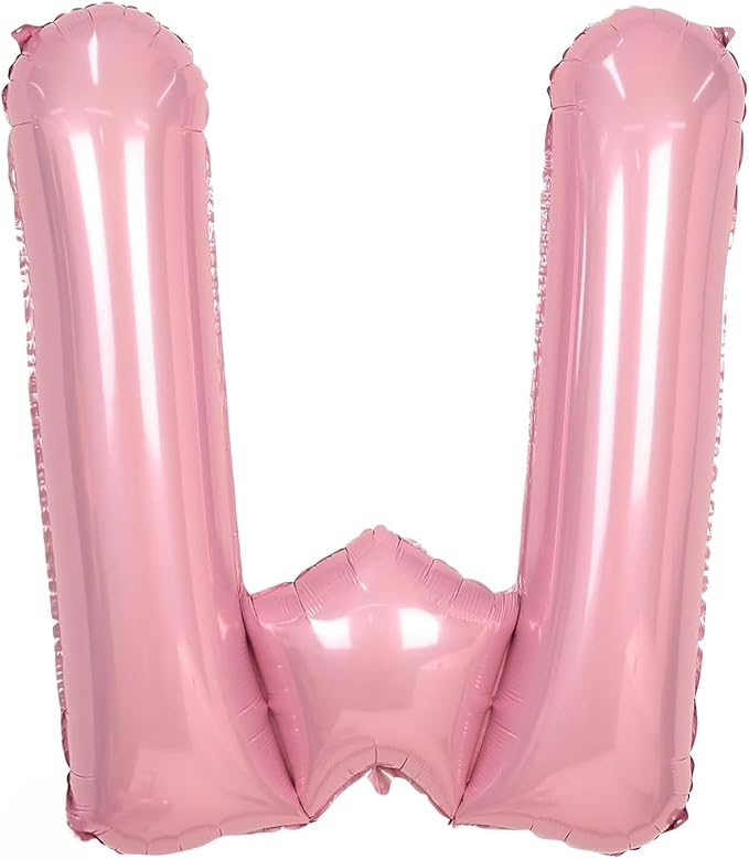 Pink Letter W Balloons, 40 Inch Large Mylar Helium Balloons for Birthday Party Anniversary Decorations