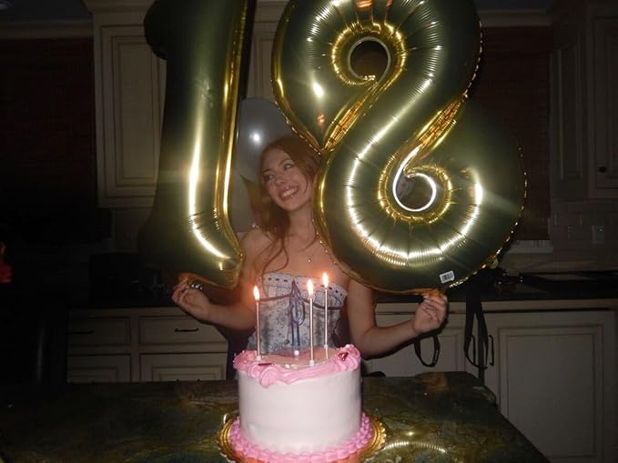 Helium Foil Light Gold Number 8 Balloon 40 Inch, Mylar Eight Numbers 8 18 28 38 48 58 80 88 Birthday Balloons, Champagne Gold Women Men Anniversary Graduations Party Supplies