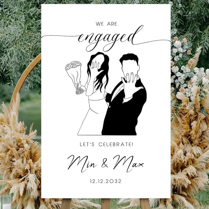 Personalized Engagement Welcome Sign – Minimalist Engagement Party Yard Sign – We’re Engaged Signs – Engagement Party Decorations for Couple - She Said Yes! (Version 14)
