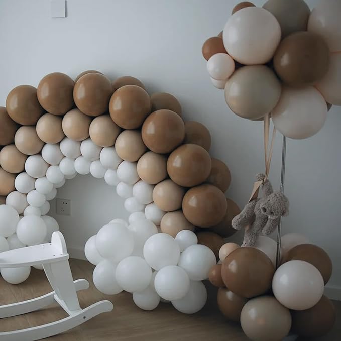90pack Brown Balloons Different Size 18/12/10/5 Inch Brown Balloon Garland Arch Kit for Graduation, Wedding, Birthday, Princess Theme Party, Valentine's Day Party Decorations