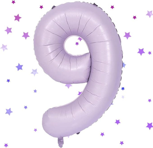 40 Inch Purple Number Balloons Light Purple 9 Balloon Matte purple Birthday Balloons 0-9 Birthday Wedding Party digital Decorations (Number 9)
