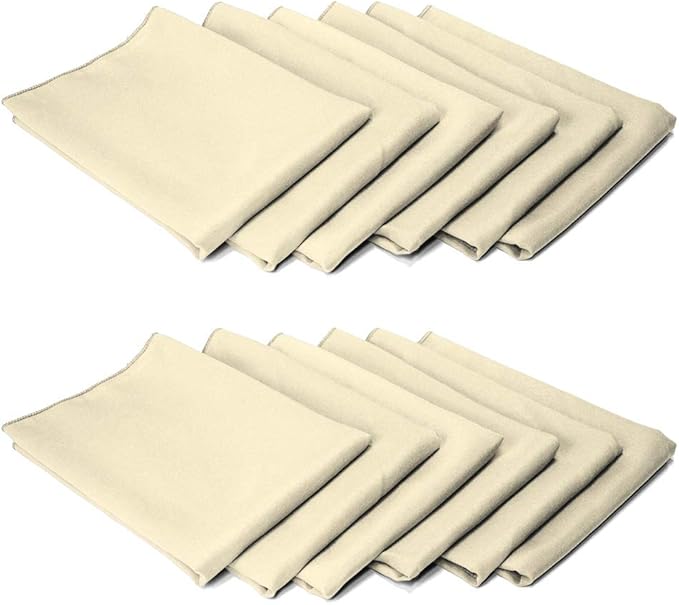 TableLinensforLess 17x17 Inch Polyester Cloth Napkins, Set of 12 (Sand)