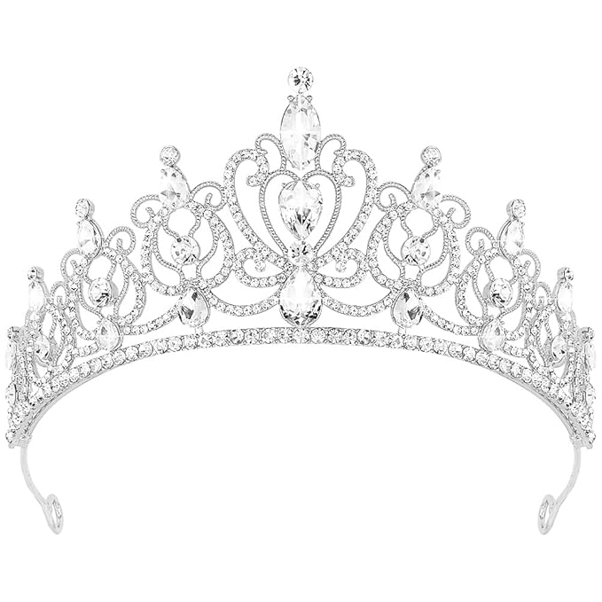 TODDER Silver Tiara for Women Girls Rhinestone Princess Queen Crowns Crystal Headband for Girls Wedding Hair Accessories for Bridal Birthday Party Prom Halloween Cosplay Holidays