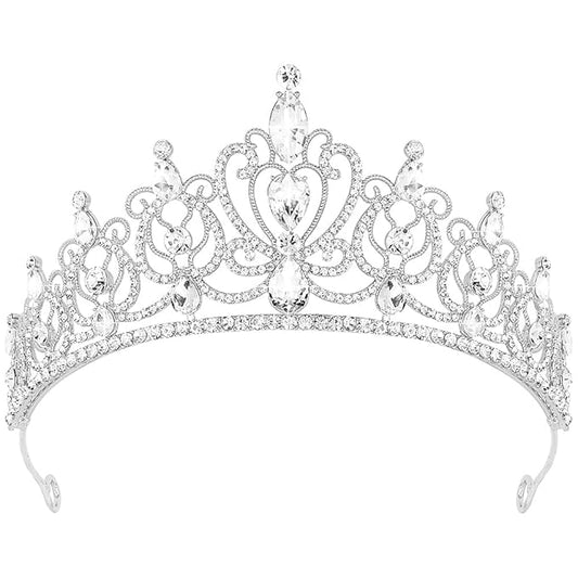 TODDER Silver Tiara for Women Girls Rhinestone Princess Queen Crowns Crystal Headband for Girls Wedding Hair Accessories for Bridal Birthday Party Prom Halloween Cosplay Holidays