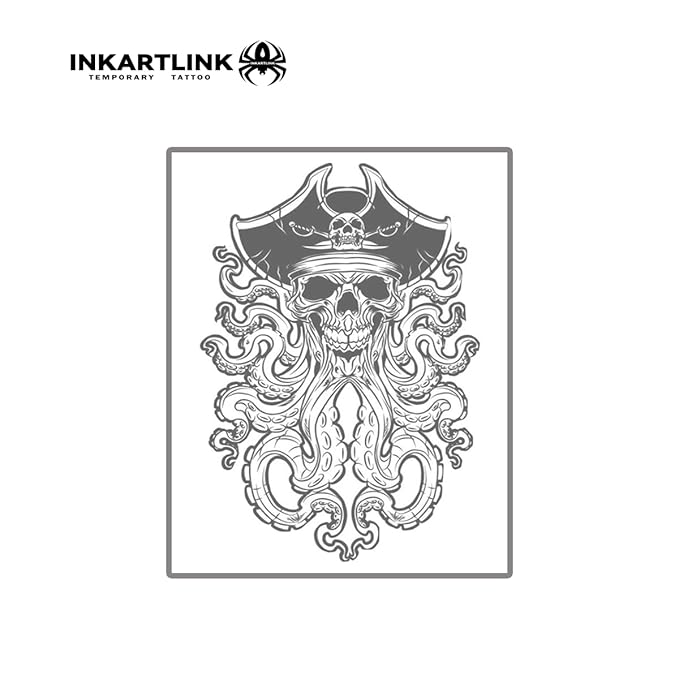 INKARTLINK Semi Permanent Tattoo, Creative Party Tattoo, Exquisite and Realistic Design, Interesting Tattoo Experience, Cruelty-free, Non-reflective, Waterproof (Pirate)