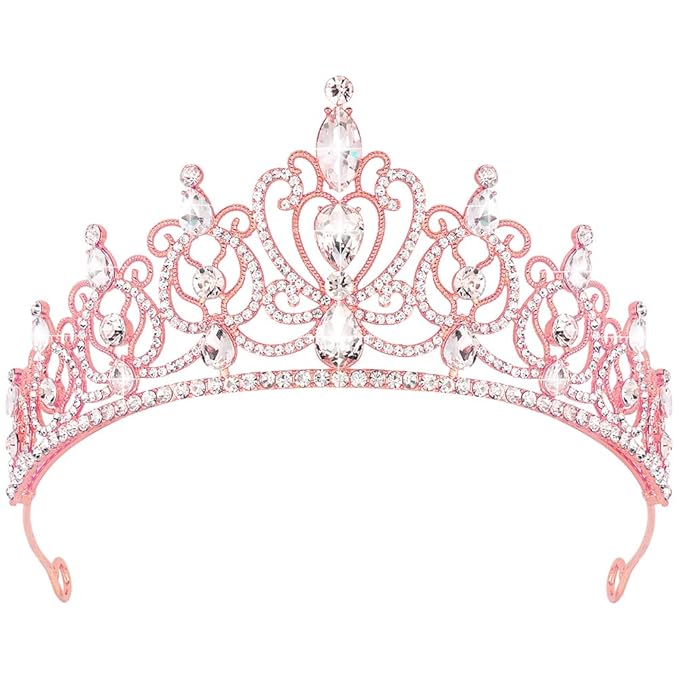 TODDER Rose Gold Tiara for Women Girls Rhinestone Princess Queen Crowns Crystal Headband for Girls Wedding Hair Accessories for Bridal Birthday Party Prom Halloween Cosplay Holidays