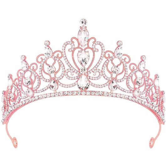 TODDER Rose Gold Tiara for Women Girls Rhinestone Princess Queen Crowns Crystal Headband for Girls Wedding Hair Accessories for Bridal Birthday Party Prom Halloween Cosplay Holidays