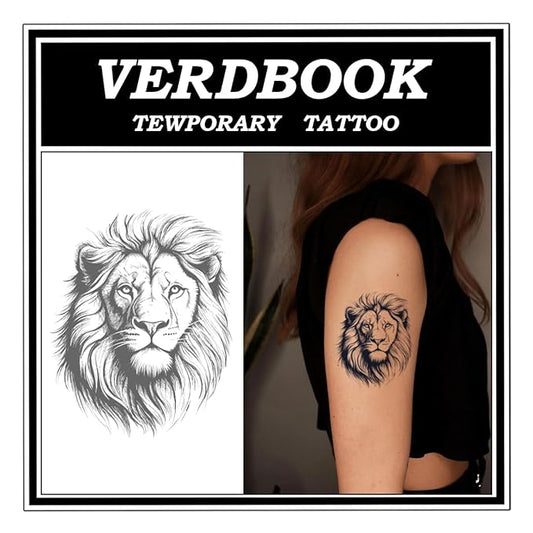 Waterproof Temporary Tattoos: 2-Sheet Tattoo Kit with Realistic Body Stickers, Semi-Permanent Tattoos for Adults Lasting 7-15 Days – Safe for Men & Women, Mane Silhouette