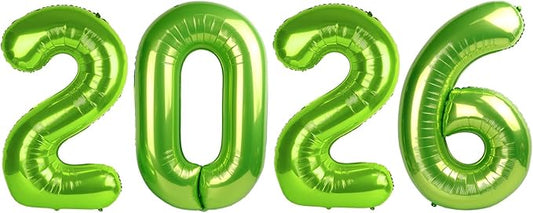 2026 Balloon Numbers - 40 Inch Light Green New Years Eve Party Supplies 2026, Nye Decor Party Decorations Happy New Year, New Years Eve Foil Party Balloons