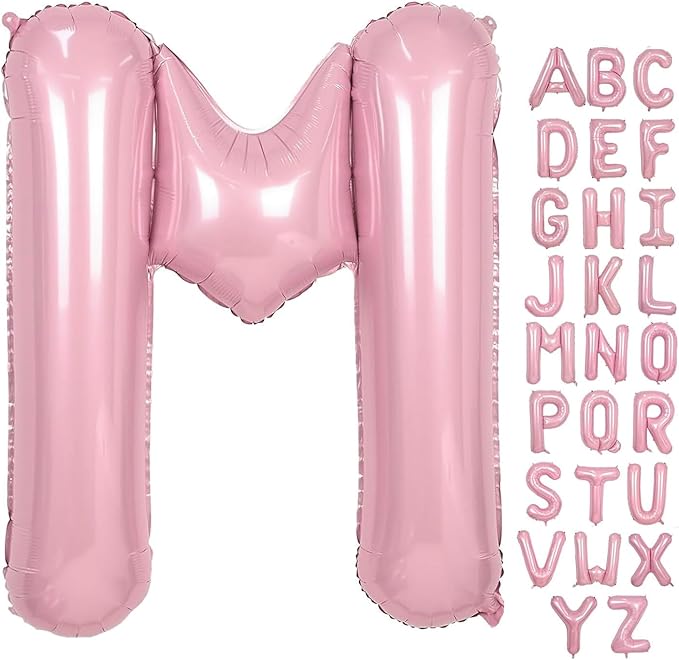 Pink Letter M Balloons,40 Inch M Balloons Letter Mylar Helium Large Pink M Balloon for Birthday Party Anniversary Decorations