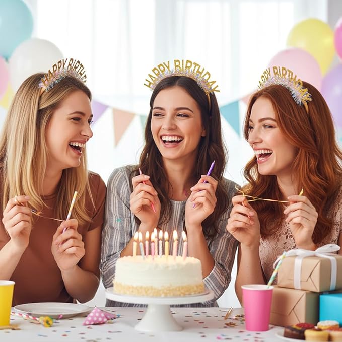 Birthday Headband Tiara, Happy Birthday Headband Tiara Accessories for Women, Gold Tiaras Crown Accessories Decorations Party Favors for Girl Princess