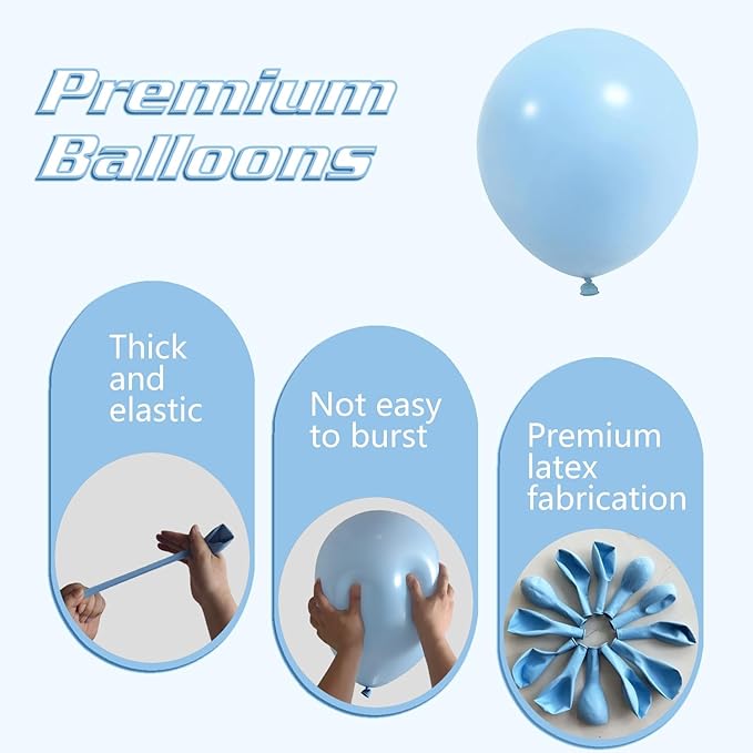 Pastel Blue Balloons 145pcs Different Sizes 18 12 10 5 Inches Baby Blue Light Blue Balloon Garland Arch for Birthday Baby Shower Wedding Anniversary Graduation Party Decorations