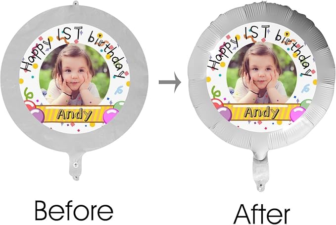 Custom Balloons Photo Text Party Personalized Picture Balloons with logo Names Balloons First Birthday, Birthday Party, 16 years old Party, Christmas Party Balloon With Stand and Pump