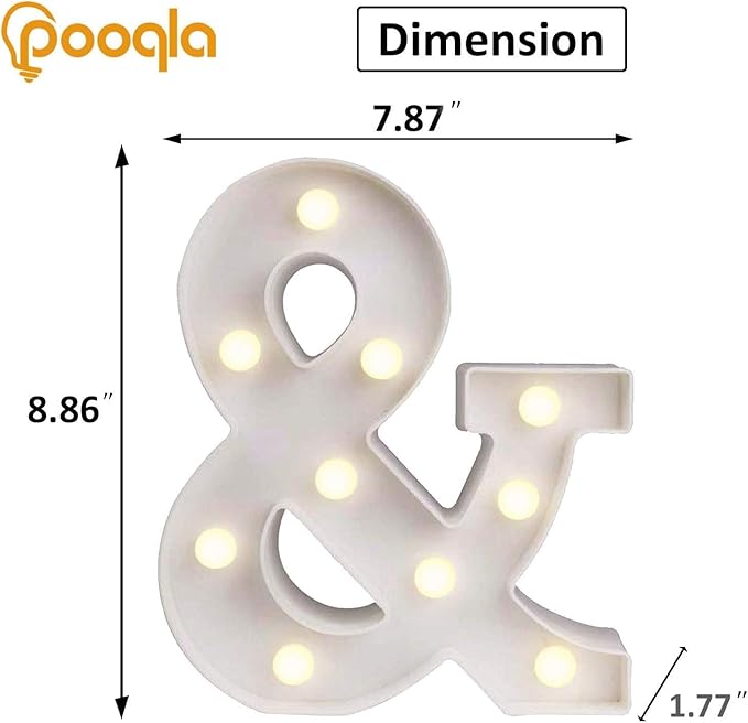 Pooqla LED Light Up Letters, Warm White and Colorful Lighted Marquee Letters with Remote, Lighted Letter for Party Birthday Decorations, Gift for Girls Boys Night Light, Wedding Home Decor, Symbol &