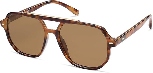SOJOS Retro Trendy Aviator Polarized Sunglasses Men Women Vintage 70s Square Stylish Frame Sun Glasses SJ2283