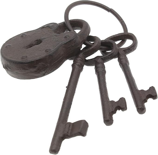 Hananona Vintage Cast Iron Skeleton Key Ring Antique Pirate Treasure Chest Keys Set For Home Decor, Halloween Costume Prop