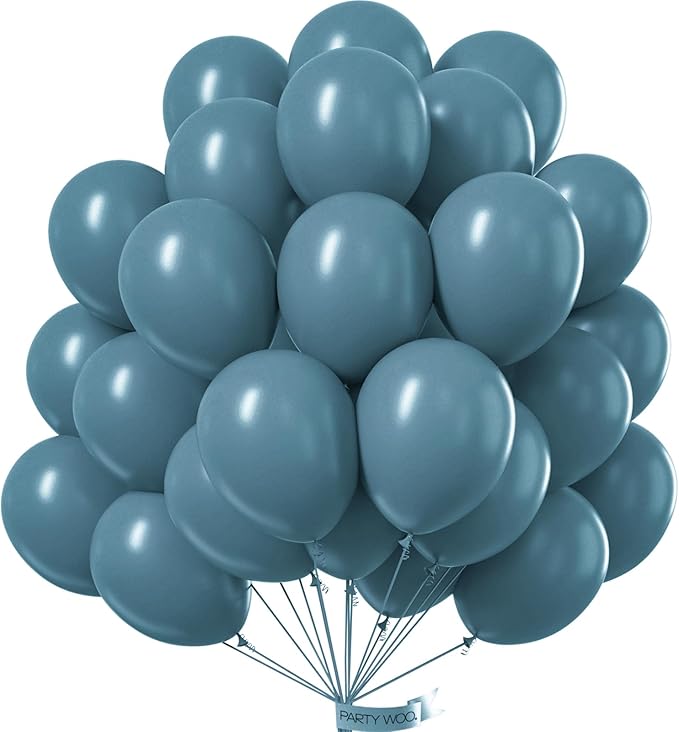 PartyWoo Slate Blue Balloons 50pcs 12 Inch Navy Dusty Blue Boho Neutral Balloons for Wedding Anniversary Gender Reveal Baby Shower Graduation Jungle Ocean Birthday Party Decorations Blue-F36