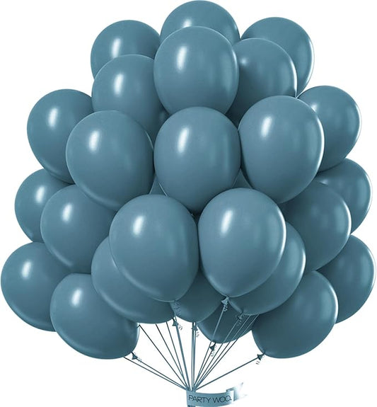 PartyWoo Slate Blue Balloons 50pcs 12 Inch Navy Dusty Blue Boho Neutral Balloons for Wedding Anniversary Gender Reveal Baby Shower Graduation Jungle Ocean Birthday Party Decorations Blue-F36