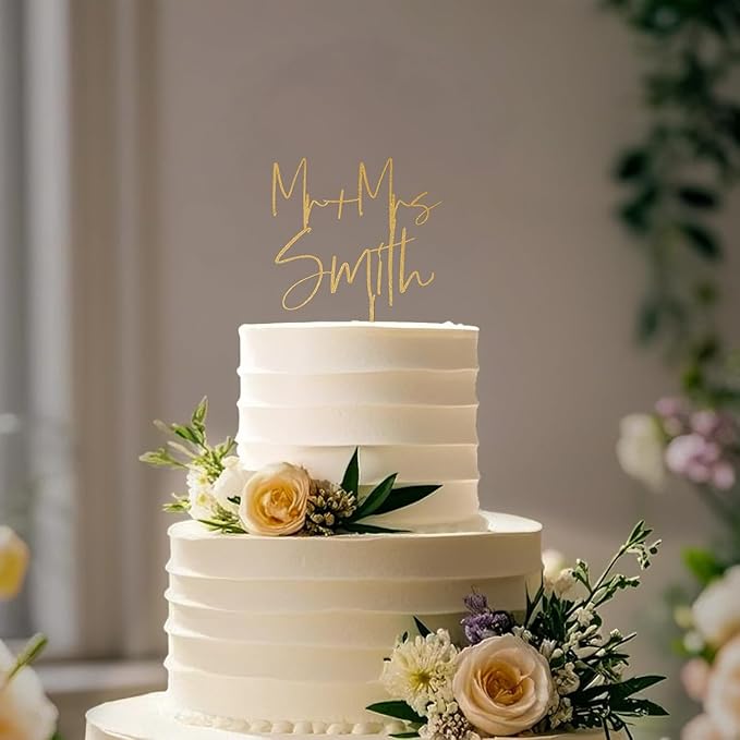Wedding Cake Toppers, Wedding Cake Toppers Bride and Groom, Custom Cake Topper, Customize Your Own Anniversary Mr and Mrs (Cake Topper Design 1)