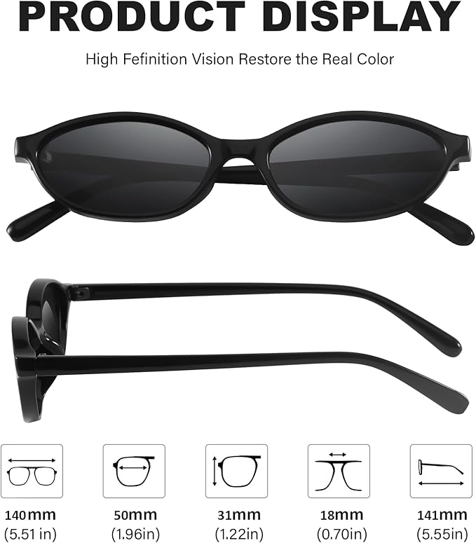 Retro Oval Cat Eye Sunglasses for Women Y2k Designer Trendy Narrow Shades UV protection Sun Glasses